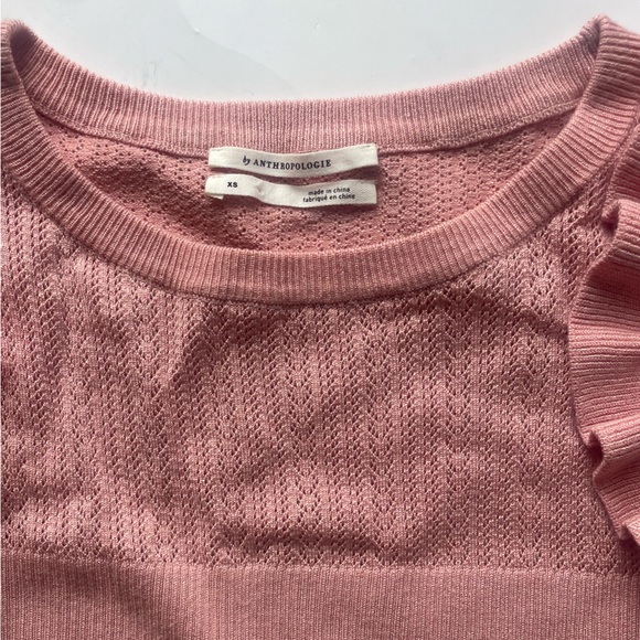 Anthropologie Blush Pink Juliet Sleeve Ruffle Knit Top –  Puff Sleeve, XS - Picture 4 of 6